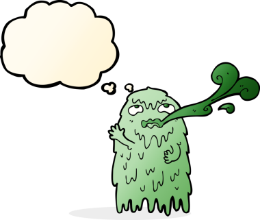 Düşünce baloncuğu insan tarafından çizilmiş iğrenç bir çizgi film hayaleti.