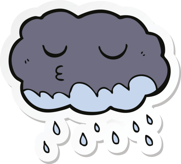 Bir insan tarafından çizilmiş karikatür yağmur bulutu etiketi