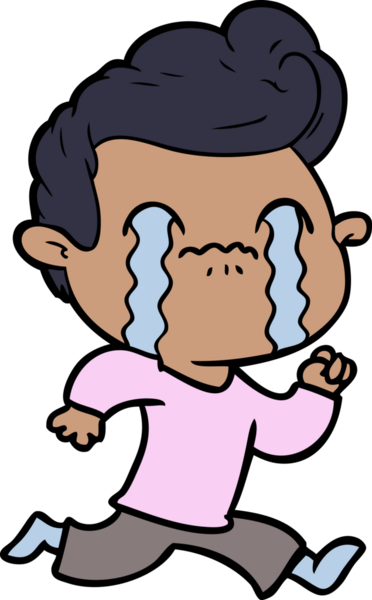 Bir insan tarafından çizilmiş ağlayan çizgi film adamı.