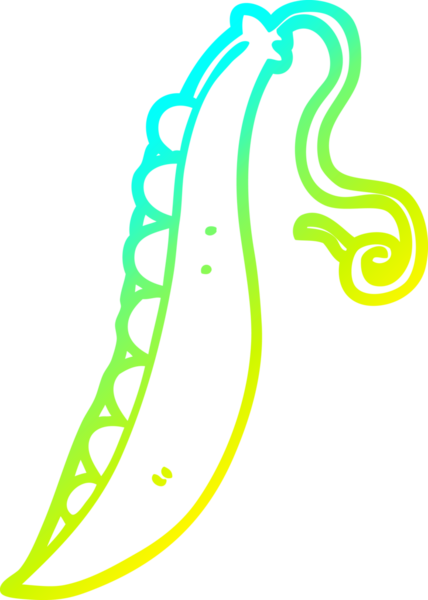 Bir insan tarafından çizilmiş bezelye kabuğunun soğuk gradyan çizgisi.