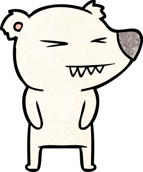 Bir insan tarafından çizilmiş kızgın kutup ayısı çizgi filmi.