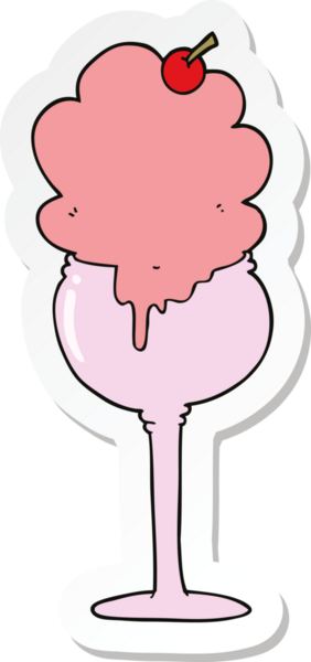 Bir insan tarafından çizilmiş karikatür dondurma çölü çıkartması.