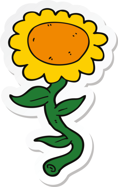 Bir insan tarafından çizilmiş bir ayçiçeğinin çıkartması.