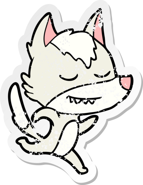 Bir insan tarafından çizilmiş dost canlısı bir kurdun sıkıntılı çıkartması.