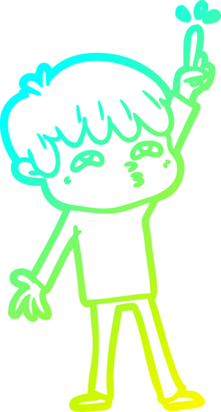 Bir çizgi film çocuğunun insan tarafından çizilmiş bir soruyu sormasının soğuk gradyan çizgisi.