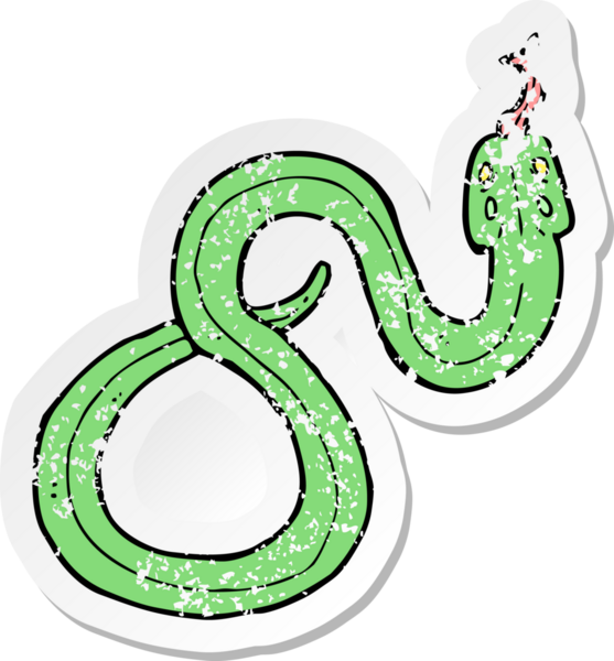 Bir insan tarafından çizilmiş karikatür yılanının geriletilmiş çıkartması.