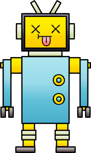 Bir insan tarafından çizilmiş bir robotun gölgelenmiş çizimi