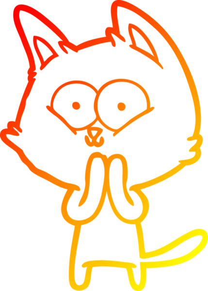 Bir insan tarafından çizilmiş çizgi film kedisinin sıcak çizgi çizimi