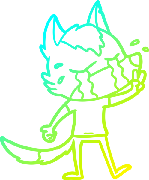 Bir insan tarafından çizilmiş ağlayan kurdun soğuk çizgi çizimi.