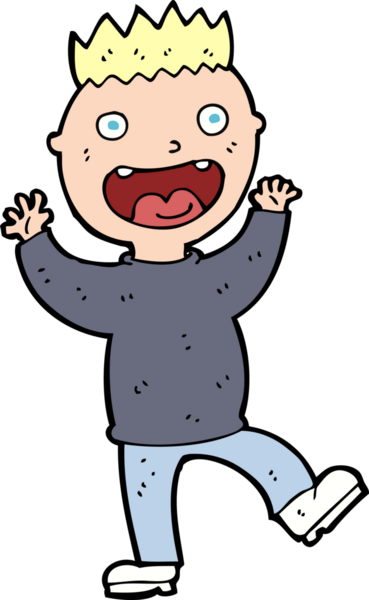 Bir insan tarafından çizilmiş çılgın, mutlu bir adam.