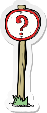 Bir insan tarafından çizilmiş bir çizgi film soru işareti etiketi.