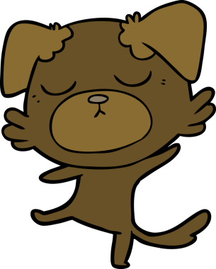 Bir insan tarafından çizilmiş şirin bir çizgi film köpeği.