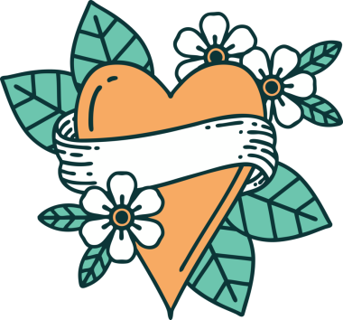 Bir insan tarafından çizilmiş kalp ve bayrağın ikonik dövme şekli