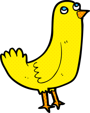 Bir insan tarafından çizilmiş çizgi film kuşu.