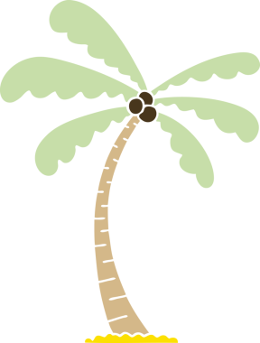 Bir insan tarafından çizilmiş garip bir çizgi film palmiye ağacı.