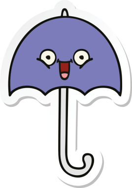 Bir insan tarafından çizilmiş şirin bir şemsiye çıkartması.