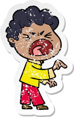 Bir insan tarafından çizilmiş öfkeli bir adamın sıkıntılı çıkartması.