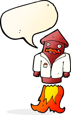 Bir insan tarafından çizilmiş konuşma balonlu iş elbisesi içinde havai fişekler.