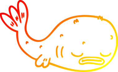 Bir insan tarafından çizilmiş karikatür balığının sıcak çizgi çizimi