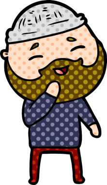 Bir insan tarafından çizilmiş mutlu sakallı bir adam.