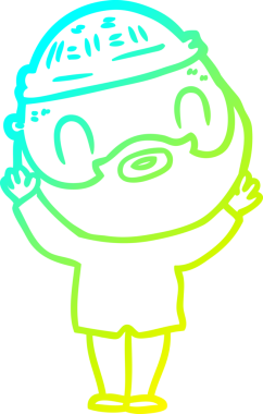 Bir insan tarafından çizilmiş sakallı bir karikatür çizimi.