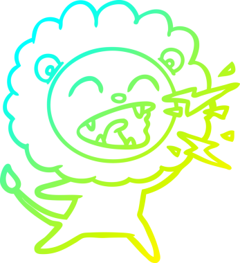 Bir insan tarafından çizilen kükreyen aslanın soğuk çizgi çizimi.