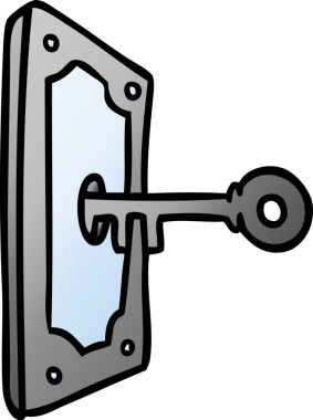 Bir insan tarafından çizilmiş bir kapı kolunun gradyan karikatürü.