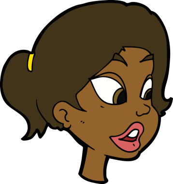 Bir insan tarafından çizilmiş karikatür dostu kadın.