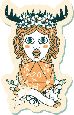 Retro Dövme Tarzı İnsan Druid Bir insan tarafından çizilmiş doğal yirmi zar ile