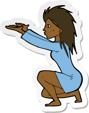 Bir insan tarafından çizilmiş bir çizgi film karakterinin çıkartması.