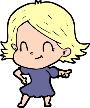 Bir insan tarafından çizilmiş karikatür dostu kız.