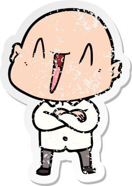 Bir insan tarafından çizilmiş mutlu, kel bir adamın sıkıntılı çıkartması.