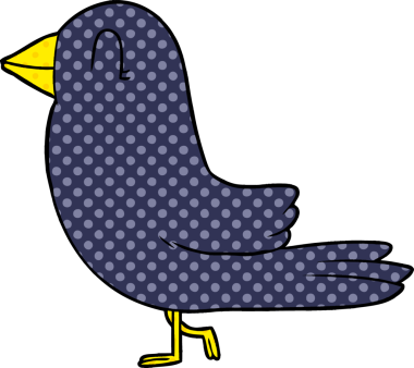 Bir insan tarafından çizilmiş çizgi film kuşu.