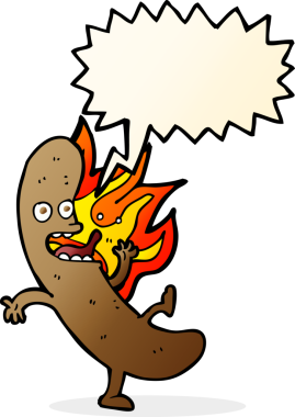 Bir insan tarafından çizilmiş konuşma baloncuklu çizgi film sosisi.