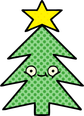 Bir insan tarafından çizilmiş bir Noel ağacının çizgi romanı.