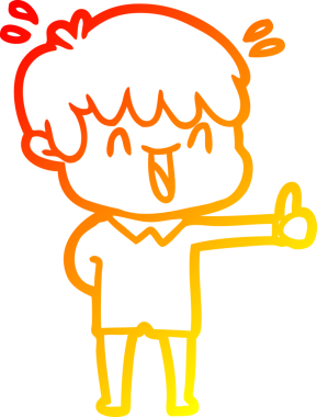 Bir insan tarafından çizilmiş gülen bir çizgi film karakteri çizimi