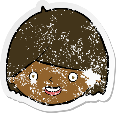 Bir insan tarafından çizilmiş, karikatürdeki kederli mutlu yüz çıkartması.