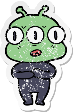 Bir insan tarafından çizilmiş üç gözlü bir karikatür çıkartması.