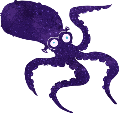 Bir insan tarafından çizilmiş ahtapot çizgi filmi.