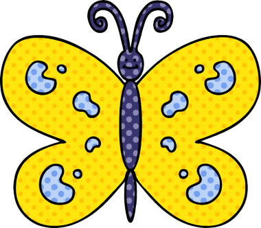 Bir insan tarafından çizilmiş komik çizgi roman tarzı kelebek.