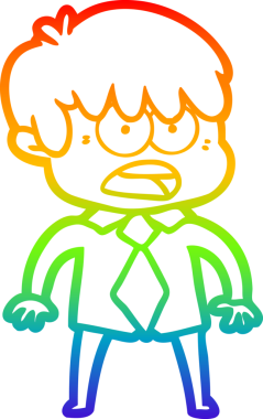 Bir insan tarafından çizilmiş endişeli bir çizgi film çocuğunun çizimi.