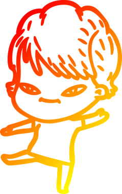 Bir insan tarafından çizilmiş mutlu bir kadının çizgi çizimi.