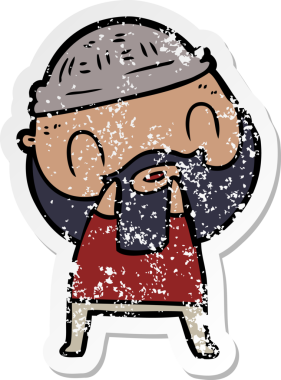 Bir insan tarafından çizilmiş sakallı bir adamın sıkıntılı çıkartması.