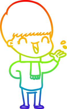 gökkuşağı gradyanı çizimi bir insan tarafından çizilmiş mutlu bir çizgi film çocuğu