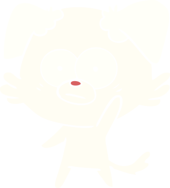 Sinirli köpek düz renkli çizgi film bir insan tarafından çiziliyor.