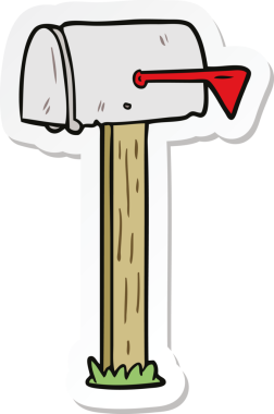 Bir insan tarafından çizilmiş bir posta kutusunun çıkartması.