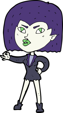 Bir insan tarafından çizilmiş vampir kız çizgi filmi.