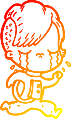 Bir insan tarafından çizilmiş, ağlayan bir çizgi film çizimi.