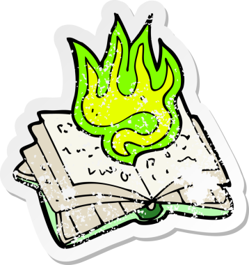 İnsan tarafından çizilmiş bir büyü kitabının gerilimli retro yapıştırması.