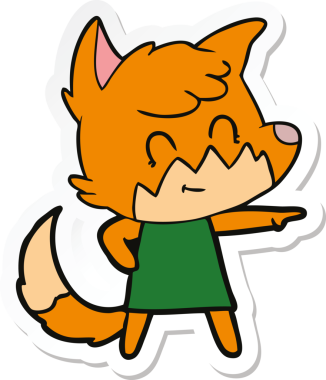 Bir insan tarafından çizilmiş bir çizgi film tilkisinin çıkartması.